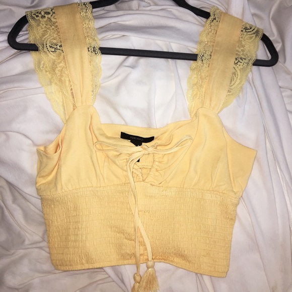 Forever 21 Tops - Yellow Smocked Crop Top